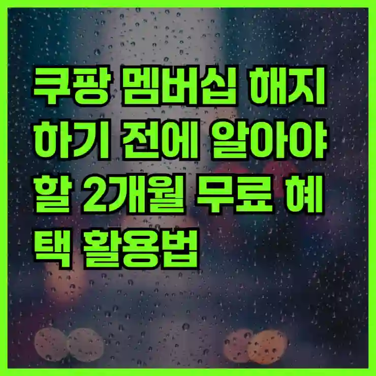 쿠팡 멤버십 해지하기 전에 알아야 할 2개월 무료 혜택 활용법