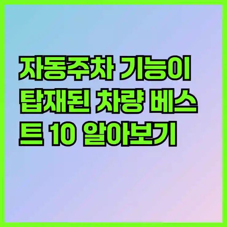 자동주차 기능이 탑재된 차량 베스트 10 알아보기