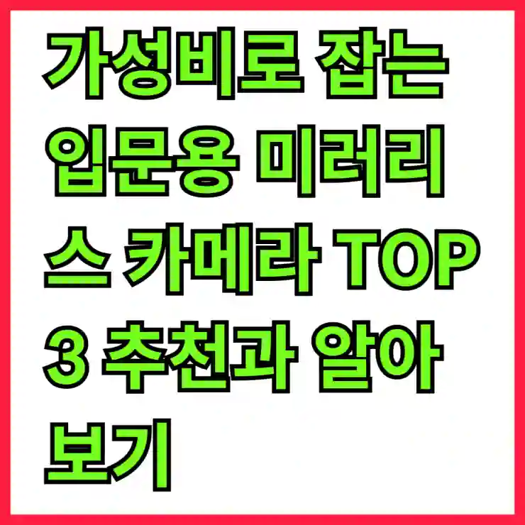 가성비로 잡는 입문용 미러리스 카메라 TOP3 추천과 알아보기