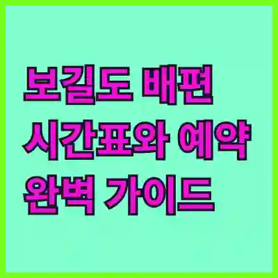 보길도 배편 시간표와 예약 완벽 가이드