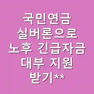 국민연금 실버론으로 노후 긴급자금 대부 지원 받기**