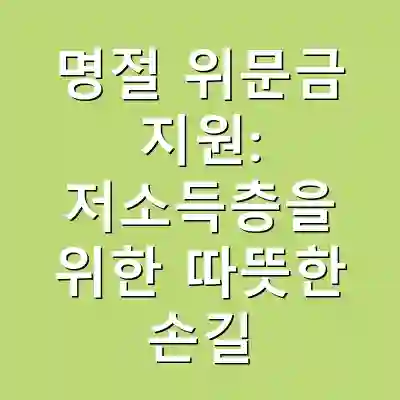 명절 위문금 지원: 저소득층을 위한 따뜻한 손길