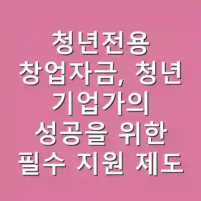 청년전용 창업자금, 청년 기업가의 성공을 위한 필수 지원 제도
