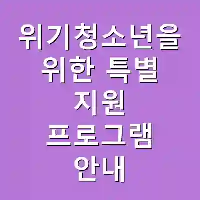 위기청소년을 위한 특별 지원 프로그램 안내