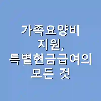 가족요양비 지원, 특별현금급여의 모든 것