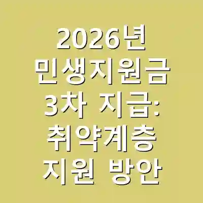 2026년 민생지원금 3차 지급: 취약계층 지원 방안