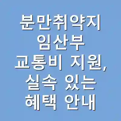 분만취약지 임산부 교통비 지원, 실속 있는 혜택 안내