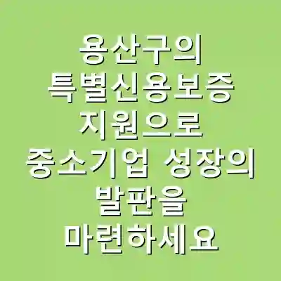 용산구의 특별신용보증 지원으로 중소기업 성장의 발판을 마련하세요