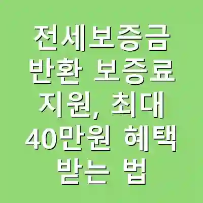 전세보증금 반환 보증료 지원, 최대 40만원 혜택 받는 법