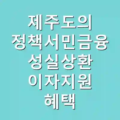 제주도의 정책서민금융 성실상환 이자지원 혜택
