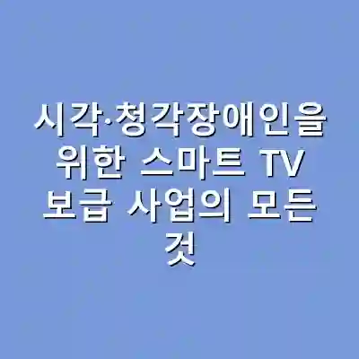 시각·청각장애인을 위한 스마트 TV 보급 사업의 모든 것