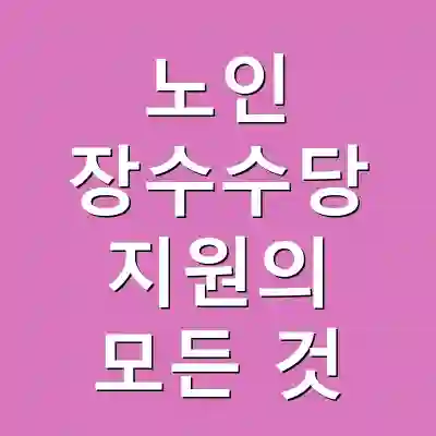 노인 장수수당 지원의 모든 것