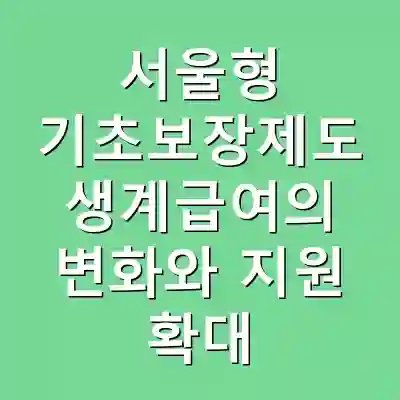 서울형 기초보장제도 생계급여의 변화와 지원 확대
