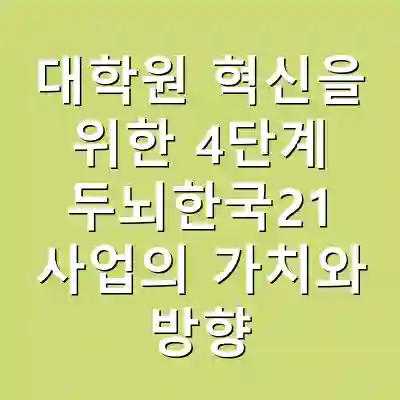 대학원 혁신을 위한 4단계 두뇌한국21 사업의 가치와 방향